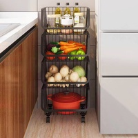 Accessoires de cuisine personnalisés pour la maison, panier de rangement en fil métallique empilable sur pied, cage pour légumes, fruits, aliments