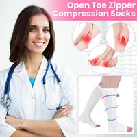 Chaussettes de compression sans orteils à fermeture éclair avec logo personnalisé 20-30 mmHg pour femmes et hommes, hauteur genou, pour voyage et usage quotidien, soutien compressif progressif
