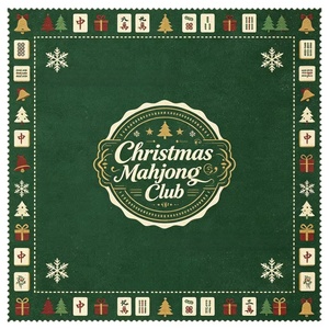 Tapete de Mahjong Navideño Rojo con Copos de Nieve Dorados, Lazos y Diseños de Regalos para Noches de Juego Familiares Festivas y Fiestas - Product Image 5