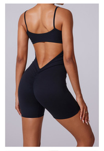 <span class=keywords><strong>Tuta</strong></span> da donna sexy a V, tinta unita, <span class=keywords><strong>plissettata</strong></span>, 220g, ultimo design, estiva, corta, attillata, alla moda, per palestra - Product Image 3