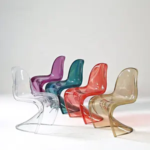 卸売現代アクリルアートバックホーム家具椅子S字型透明プラスチックSダイニングチェア