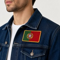 Patch brodé drapeau du Portugal personnalisé 3D thermocollant avec bordure surjetée pour pull