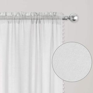 Pannelli per tende in nappa di Pom Pom in Voile bianco, tasca per asta tende semitrasparenti per camerette per bambini - Product Image 4