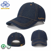 Casquettes de baseball rétro en denim premium avec logo personnalisé brodé et surpiqûres contrastées pour un style streetwear décontracté unisexe