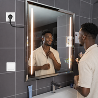 Miroir lumineux mural pour salle de bain d'hôtel HZW avec température de couleur réglable 3000K-6000K, fonction anti-buée tactile et éclairage LED UL