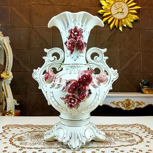 European-style large <b>vase</b> flower arrangement <b>ceramic</b> gold-plated pomegranate porch living room decoration binaural <b>vase</b> luxury - Product Image 2