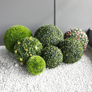 Home Outside Indoor Decorative Simulation Plastic Round Artificial Topiary Ball Boxwood Trees