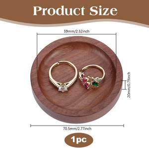 Plateau rond en bois pour bagues, support <span class=keywords><strong>de</strong></span> présentation <span class=keywords><strong>de</strong></span> bijoux pour colliers et bracelets, idéal pour les fêtes <span class=keywords><strong>de</strong></span> mariage et comme cadeau. - Product Image 4