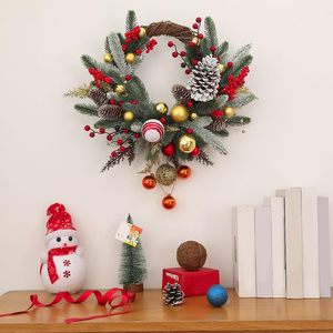 Artificial Eco-Friendly Christmas Half Ring Wall Hanging Wreath Bells Baubles Pinecones Plastic for <b>Front</b> <b>Door</b> <b>Decor</b> - Product Image 2