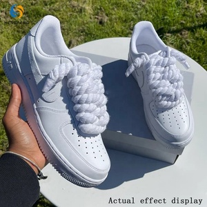 Lacets ronds en coton torsadé épais personnalisés 8-12 mm, lacets en corde épais multicolores pour baskets, bottes Jordan, OEM - Product Image 2