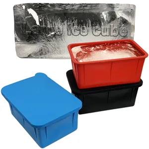 12lb custom portable food grade giant extra large flexible silicone ice cubes maker tray molds container with lid ice block mold