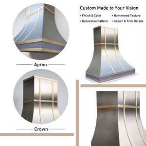 <span class=keywords><strong>Campana</strong></span> Extractora Arquitectónica de Acero Inoxidable <span class=keywords><strong>con</strong></span> Detalles de Latón, Curva, de Pared, para Cocinas de Villas - Product Image 6