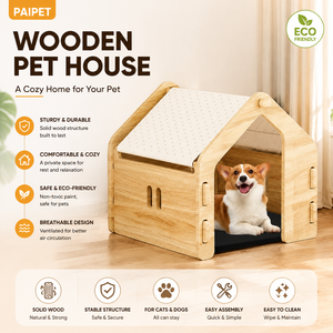 <span class=keywords><strong>AIPET</strong></span> Holz-Tierhaus, A-Rahmen Hundehaus und Katzenhaus mit Atmungsaktivem Netzdach, Massivholz-Tiervilla, Großhandel Maßanfertigung - Product Image 1
