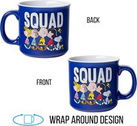 Silver Buffalo Peanuts Squad avec Sally Linus Charlie Brown Lucy Snoopy et Woodstock Tasse campeur en céramique 20 onces