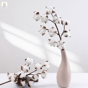 Hot Sale Artificial White 10 Heads Dried <strong>Cotton</strong> Flower Branch Dry <strong>Stem</strong> for Home Christmas Wedding Party Decoration - Product Image 2