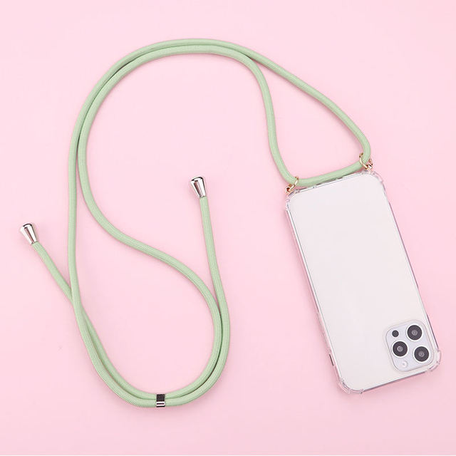 Crossbody Necklace Cord Lanyard Rope Strap Necklace Soft Tpu Silicon Case for iPhone 15 16 17 Case Adjustable Necklace Silicone