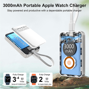 Cargador portátil Power Bank con cable incorporado Cargador portátil 3000mAh Llavero <span class=keywords><strong>de</strong></span> viaje Paquete <span class=keywords><strong>de</strong></span> batería para Apple Watch Black - Product Image 3