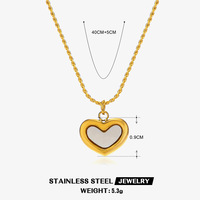 Ensemble de bijoux personnalisés en acier inoxydable 316 et or 18 carats, cadeau d'amour pour la Saint-Valentin, collier, bracelet et boucles d'oreilles en forme de cœur en coquille blanche