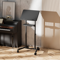 Bureau de conférence mobile noir réglable en hauteur avec roulettes pour la maison, le bureau et le salon