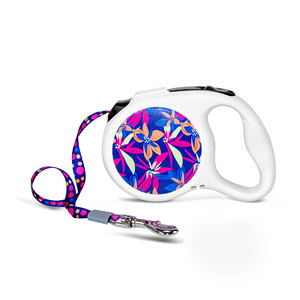 Correa retráctil personalizada para mascotas con flores y mariposas, correa ajustable para perros, correa retráctil para perros con logotipo impreso colorido - Product Image 1