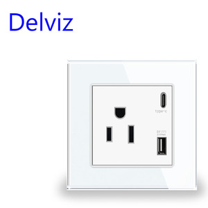 Delviz với điều khiển chuyển đổi, Tinh thể thủy tinh bảng điều chỉnh, <span class=keywords><strong>15A</strong></span> điện cắm ổ cắm, 5V cổng USB, chúng tôi tiêu chuẩn loại C USB tường Ổ cắm điện - Product Image 5