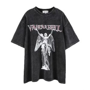 เสื้อยืดผู้ชายไซส์ใหญ่ลายการ์ตูนวินเทจผ้าถักพิมพ์ลายโลโก้ตามสั่งขายส่ง - Product Image 1