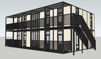Bâtiment modulaire en acier à deux étages, structure en conteneurs, hébergement temporaire pour compétitions sportives, maison préfabriquée à deux étages, hôtel