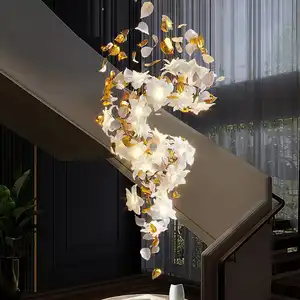 Lámpara colgante de cristal de decoración de Villa de vestíbulo de Hotel moderno, candelabro de cristal LED de lujo para proyecto grande personalizado