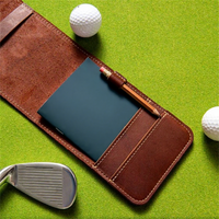 Porta Scorecard da Golf in Pelle con Porta Penna, Custodia per Libretto Punteggi in Vera Pelle, Regalo Portatile per Giocatori di Golf