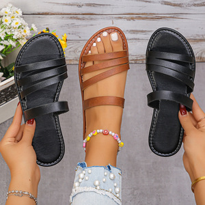 รองเท้าแตะแฟชั่นสำหรับผู้หญิงไซส์ใหญ่ รุ่นใหม่ประจำฤดูร้อนปี 2025 สีพื้น หัวมน แบบสวม พื้นเรียบ สวมใส่สบายๆ รุ่น 231 231 231 - Product Image 1