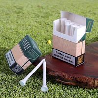 Tee de golf en bois de bambou incassable, design cigarette, 70mm 83mm, impression de logo personnalisé, emballage en boîte à cigarettes - Vente chaude