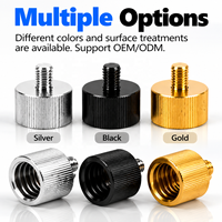 Adaptateur de filetage en alliage d'aluminium 1/4-20 à 5/8-11 avec vis moletée pour trépied d'appareil photo, support de microphone, sur mesure 1/4 3/8 OEM en acier inoxydable