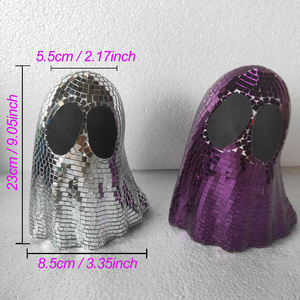 Boule disco d'Halloween, fantôme, décoration de fantôme effrayante et lumineuse pour fête dans une maison hantée, décoration effrayante en vert, argent, violet - Product Image 6