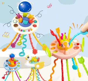 Popolare Pull String Toys simpatici giocattoli in Silicone per ragazzi e ragazze sviluppo sensoriale e riconoscimento del colore giocattolo educativo