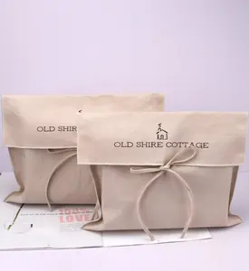 Eco-friendly Twill Cotton Envelope Purse Dust Bag For Gift Handbag Custom Logo Luxury Cotton Dust Pouch