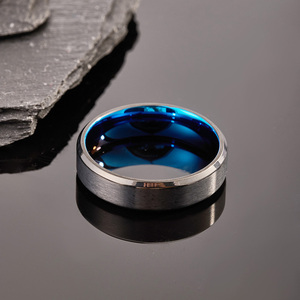 6Mm Màu Đen Titan Nhẫn Matte Chải Màu Xanh Bên Trong Cho Nam Giới Phụ Nữ Biểu Tượng Tùy Chỉnh Phong Cách Vài Đám Cưới Ban Nhạc Vòng Không Thấm Nước - Product Image 4