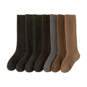 Womens Wool <b>Socks</b> Autumn Winter Thick Warm Anti Slip <b>Long</b> Calf Solid Color 29.4 Wool Content Coffee Dark Gray Black Brown - Product Image 2