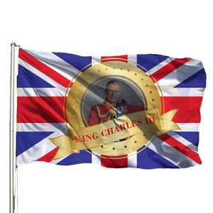 Gahumi Uk King Charles Iii Drapeaux Couronnement 2024 Impression personnalisée Bannières Publicité 3x5 Drapeaux Pour Cérémonie Célébration - Product Image 6