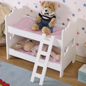 Meubles miniatures en bois unisexe pour poupées, lit superposé en bois avec écran, lit pour enfants - Product Image 4