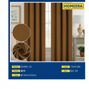 Tende in poliestere marrone scuro 140x228cm con 8 occhielli per decorazioni per finestre e decorazioni - Product Image 1