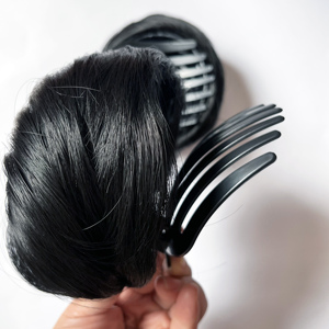 <span class=keywords><strong>Chignon</strong></span> synthétique lisse en fibre haute température à clipser pour femme, vente en gros - Product Image 2