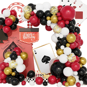 Décorations de fête d'anniversaire sur le thème du <span class=keywords><strong>casino</strong></span>, arche de ballons métalliques rouge, noir et blanc, jeu de poker, retour à l'école, Saint-Valentin - Product Image 1