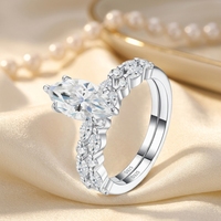 Bague de fiançailles en argent sterling 925 avec moissanite marquise 3 carats, sertie pavé, motif étoile, couleur D, clarté VVS, certifiée GRA