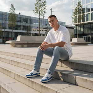 T-shirt girocollo da <span class=keywords><strong>uomo</strong></span> oversize in cotone a pois bianchi e <span class=keywords><strong>neri</strong></span>, lavorato a maglia, anti-piega, casual, a maniche corte, OEM ODM - Product Image 3