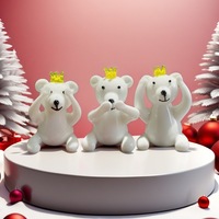 Adorable Figurine d'Ours Polaire Blanc Couronné en Verre, Décoration Artisanale, Patrimoine Culturel Immatériel, Décoration de Voiture, Figurine de Dessin Animé