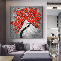 Affiche sur toile abstraite moderne faite à la main Mintura, peinture à l'huile personnalisée en 3D avec des fleurs d'arbre à couteau, décoration murale pour la maison, vente en gros