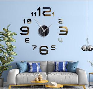 Đồng Hồ Treo Tường 3D Hiện Đại Nhãn Dán Đồng Hồ Treo Tường Đồng Hồ Bấm Lỗ Tự Làm Màu Đen Đơn Giản - Product Image 1