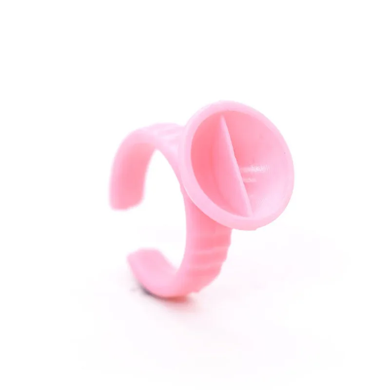 Pink Glue Ring For Eyelashes False Eyelashes Glue Holder Pallet Pads Gasket Plastic 100 Pcs Set