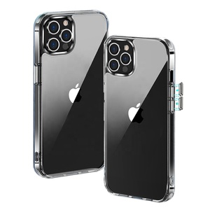 Protection contre les chutes Coque arrière 2.0mm pour <span class=keywords><strong>iPhone</strong></span> 17 16 15 14 13 12 <span class=keywords><strong>11</strong></span> Coque PC transparente pour <span class=keywords><strong>iPhone</strong></span> 17 Coque de téléphone à bouton métallique - Product Image 1