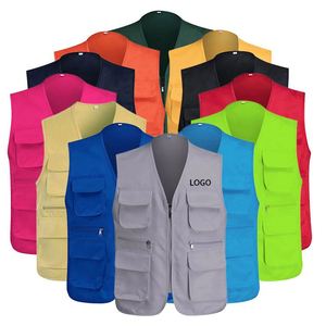 Customized Logo Polyester Fabric Custom <b>Vest</b> Outdoor Casual Fishing Work Volunteer Safety <b>Utility</b> Work Multi Pocket <b>Vest</b> for Men - Product Image 4